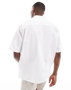 Selected Homme Oversized Linen Mix Revere Collar Shirt In White For Men Bright White -Modish Mens Shop 206209604 4