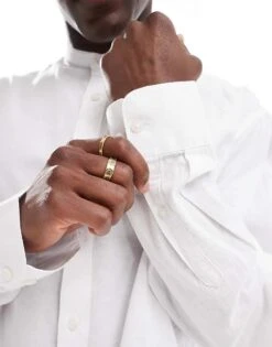 Selected Homme Oversized Linen Mix Grandad Collar Shirt In White For Men -Modish Mens Shop 206209629 4