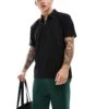 Selected Homme Plisse Zip Polo In Black For Men
