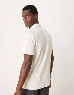 Selected Homme Plisse Zip Polo In White For Men Egret -Modish Mens Shop 206209731 4