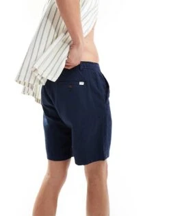 Selected Homme Linen Mix Shorts In Navy For Men Dark Sapphire -Modish Mens Shop 206258168 3