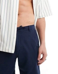 Selected Homme Linen Mix Shorts In Navy For Men Dark Sapphire -Modish Mens Shop 206258168 5