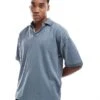 Selected Homme Boxy Fit Jacquard Polo In Blue For Men Stormy Weather
