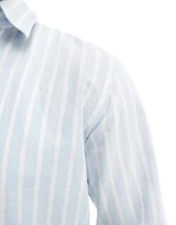 Selected Homme Long Sleeve Linen Shirt In Light Blue Stripe For Men Cashmere Blue -Modish Mens Shop 206303001 3