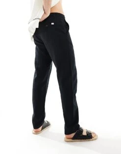 Selected Homme Slim Tapered Linen Trousers In Black For Men -Modish Mens Shop 206303117 3