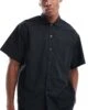 Selected Homme Co-ord Boxy Revere Shirt In Black For Men