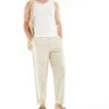 Selected Homme Relaxed Fit Crop Trousers In Cream For Men Fog