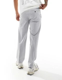 Selected Homme Loose Fit Pleated Trousers In Grey Melange For Men -Modish Mens Shop 206359887 3