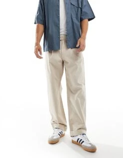 Selected Homme Loose Fit Turn Up Trousers In Stone For Men Plumise Stone -Modish Mens Shop 206360302 4