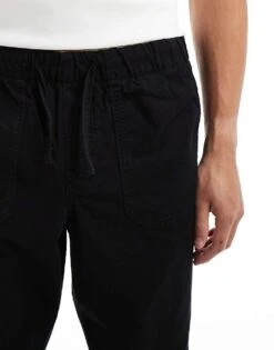 Selected Homme Loose Fit Elasticated Waistband Ripstop Trousers In Black For Men -Modish Mens Shop 206360326 4