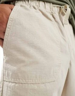 Selected Homme Loose Fit Elasticated Waistband Ripstop Trousers In Stone For Men -Modish Mens Shop 206360335 5