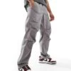 Selected Homme Loose Fit Elasticated Waistband Ripstop Trousers In Grey For Men