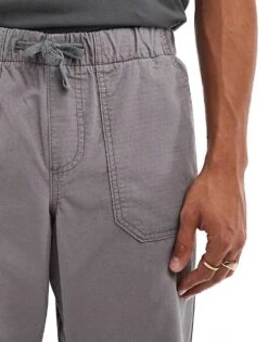 Selected Homme Loose Fit Elasticated Waistband Ripstop Trousers In Grey For Men -Modish Mens Shop 206360343 3