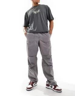 Selected Homme Loose Fit Elasticated Waistband Ripstop Trousers In Grey For Men -Modish Mens Shop 206360343 4