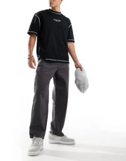 Selected Homme Loose Fit Carpenter Trousers In Dark Grey For Men Volcanic Ash -Modish Mens Shop 206360600 5