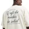 Selected Homme Oversized Heavy Weight T-shirt With Script Backprint In Cream For Men