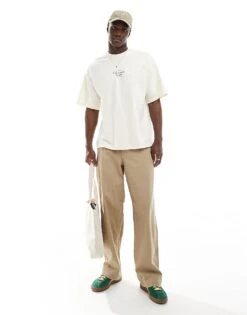 Selected Homme Oversized Heavy Weight T-shirt With Script Backprint In Cream For Men -Modish Mens Shop 206362937 3