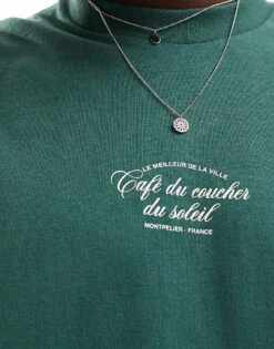 Selected Homme Oversized Heavy Weight T-shirt With Script Backprint In Green For Men -Modish Mens Shop 206363014 4