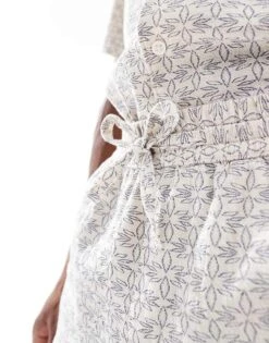 Selected Homme Shorts In All Over Print In Cream And Navy For Men -Modish Mens Shop 206366977 4