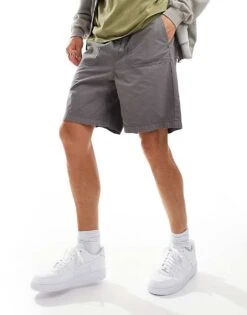 Selected Homme Loose Fit Ripstop Shorts In Light Grey For Men