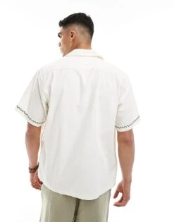 Selected Homme Revere Collar Shirt With Green Floral Print In Cream For Men -Modish Mens Shop 206373788 4