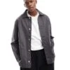 Selected Homme Boxy Oversized Overshirt In Dark Grey For Men Volcanic Ash