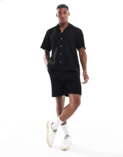 Selected Homme Waffle Shorts In Black For Men