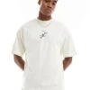 Selected Homme Oversized T-shirt With Botanical Chest Print In White For Men Egret