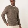 Selected Homme Textured Knitted Jumper In Brown Mix For Men Chocolate Torte