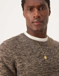 Selected Homme Textured Knitted Jumper In Brown Mix For Men Chocolate Torte -Modish Mens Shop 206529364 3