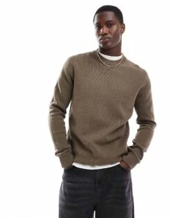 Selected Homme Knitted Crew Neck Jumper In Brown For Men Morel -Modish Mens Shop 206530672 1 morel 1