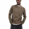 Selected Homme Knitted Crew Neck Jumper In Brown For Men Morel