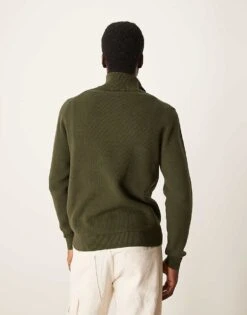 Selected Homme Knitted Half Zip Jumper In Green For Men Dark Green -Modish Mens Shop 206530773 3