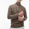 Selected Homme Knitted Half Zip Jumper In Tan For Men Morel