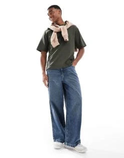 Selected Homme Oversized Heavy Weight T-shirt In Green For Men Forests Night -Modish Mens Shop 206530903 3