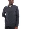 Selected Homme Half Zip Long Sleeve Polo Shirt In Grey For Men Anthracite