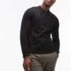 Selected Homme Half Zip Long Sleeve Polo Shirt In Black For Men