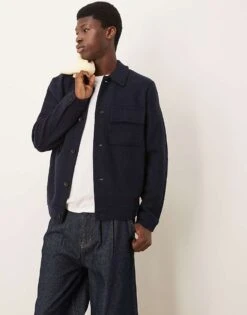 Selected Homme Knitted Wool Overshirt In Navy For Men Sky Captain -Modish Mens Shop 206532100 1 skycaptain 1