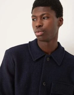 Selected Homme Knitted Wool Overshirt In Navy For Men Sky Captain -Modish Mens Shop 206532100 4