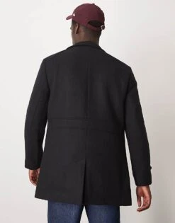 Selected Homme Reuben Overcoat With Funnel Neck In Black For Men -Modish Mens Shop 206536178 3