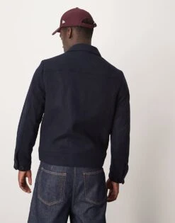 Selected Homme Wool Coach Jacket In Navy For Men Sky Captain -Modish Mens Shop 206536618 4