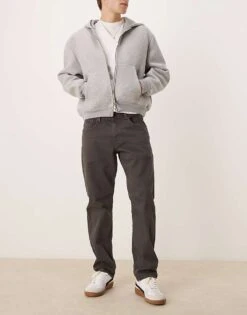 Selected Homme Straight Fit Scott Jean In Grey For Men Asphalt