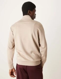 Selected Homme Half Zip Sweatshirt In Cream For Men -Modish Mens Shop 206537808 4