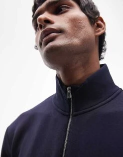 Selected Homme Half Zip Sweatshirt In Navy For Men Sky Captain -Modish Mens Shop 206537819 3