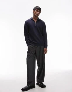 Selected Homme Half Zip Sweatshirt In Navy For Men Sky Captain -Modish Mens Shop 206537819 4