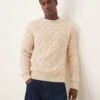 Selected Homme Crew Heavy Structure Knit Jumper In Cream For Men Oatmeal