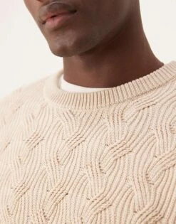 Selected Homme Crew Heavy Structure Knit Jumper In Cream For Men Oatmeal -Modish Mens Shop 206538175 3
