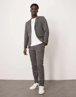 Selected Homme Noah Slim Fit Jersey Suit In Dark Grey