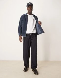 Selected Homme Zip Thru Cord Shirt In Navy For Men Sky Captain -Modish Mens Shop 206543055 4