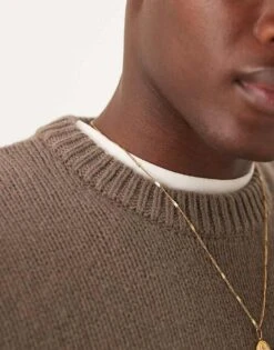 Selected Homme Oversized Crew Knitted Jumper In Cream For Men Morel -Modish Mens Shop 206543617 3